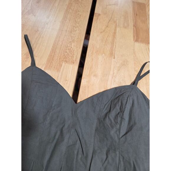 NWT Emerson Lang sage green spaghetti strap pleated blouse cotton woven - Picture 4 of 8